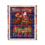 Personalized Gift Plaid Tartan Blanket Clan Pentland With Moose Lover Xmas Gift Santa Riding Christmas Fleece Blanket