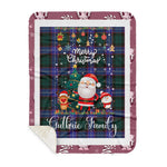 Personalized Gift Tartan Plaid Blanket Clan Guthrie With Funny Santa Snowman Reindeer Merry Christmas Gift Sherpa Blanket, blue plaid sherpa blanket,blue tartan sherpa blanket,Buchan,buffalo plaid sherpa blanket,christmas sherpa blanket,Christmas Throw Blanket