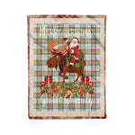 Personalized Gift Plaid Tartan Blanket Clan Grant of Achnarrow With Moose Lover Xmas Gift Santa Riding Christmas Fleece Blanket