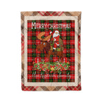 Personalized Gift Plaid Tartan Blanket Clan MacKintosh With Moose Lover Xmas Gift Santa Riding Christmas Fleece Blanket