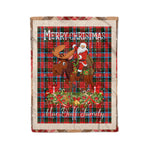 Personalized Gift Plaid Tartan Blanket Clan MacDuff Modern With Moose Lover Xmas Gift Santa Riding Christmas Fleece Blanket