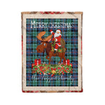 Personalized Gift Plaid Tartan Blanket Clan MacTaggart With Moose Lover Xmas Gift Santa Riding Christmas Fleece Blanket
