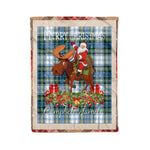 Personalized Gift Plaid Tartan Blanket Clan Campbell Dress Ancient With Moose Lover Xmas Gift Santa Riding Christmas Fleece Blanket