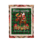 Personalized Gift Plaid Tartan Blanket Clan Anstruther Hunting With Moose Lover Xmas Gift Santa Riding Christmas Fleece Blanket