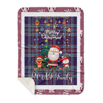 Personalized Gift Tartan Plaid Blanket Clan RCAF With Funny Santa Snowman Reindeer Merry Christmas Gift Sherpa Blanket, blue plaid sherpa blanket,blue tartan sherpa blanket,Buchan,buffalo plaid sherpa blanket,christmas sherpa blanket,Christmas Throw Blanket