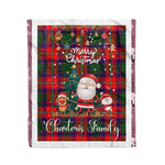 Personalized Gift Tartan Plaid Blanket Clan Charteris With Funny Santa Snowman Reindeer Merry Christmas Fleece Blanket, Home Living Room, Plaid Blanket, Tartan Blanket, Scottish Blanket, Buffalo fleece blanket, Christmas Blanket