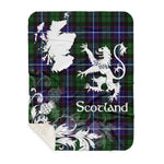 Sherpa Blanket - Tartan Blanket Thistle and Lion Scottish Clan Galbraith Plaid Blanket, plaid sherpa blanket queen,purple sherpa blanket,queen sherpa blanket,queen size sherpa blanket,red sherpa blanket,scottish tartan blankets,sherpa blanket,sherpa christmas blanket