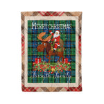 Personalized Gift Plaid Tartan Blanket Clan Forsyth Ancient With Moose Lover Xmas Gift Santa Riding Christmas Fleece Blanket