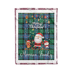 Personalized Gift Tartan Plaid Blanket Clan Morrison Ancient With Funny Santa Snowman Reindeer Merry Christmas Fleece Blanket, Home Living Room, Plaid Blanket, Tartan Blanket, Scottish Blanket, Buffalo fleece blanket, Christmas Blanket