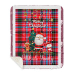 Personalized Gift Tartan Plaid Blanket Clan Pitblado With Funny Santa Snowman Reindeer Merry Christmas Gift Sherpa Blanket, blue plaid sherpa blanket,blue tartan sherpa blanket,Buchan,buffalo plaid sherpa blanket,christmas sherpa blanket,Christmas Throw Blanket