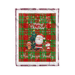 Personalized Gift Tartan Plaid Blanket Clan MacGregor Modern With Funny Santa Snowman Reindeer Merry Christmas Fleece Blanket, Home Living Room, Plaid Blanket, Tartan Blanket, Scottish Blanket, Buffalo fleece blanket, Christmas Blanket