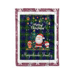 Personalized Gift Tartan Plaid Blanket Clan Marjoribanks Modern With Funny Santa Snowman Reindeer Merry Christmas Fleece Blanket, Home Living Room, Plaid Blanket, Tartan Blanket, Scottish Blanket, Buffalo fleece blanket, Christmas Blanket