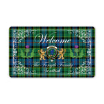 Doormat - Welcome Mat Scottish Clan Forsyth Ancient Tartan Door Mat, Plaid Doormat With Thistle and Two Lion Scottish