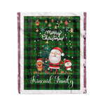 Personalized Gift Tartan Plaid Blanket Clan Kincaid With Funny Santa Snowman Reindeer Merry Christmas Fleece Blanket, Home Living Room, Plaid Blanket, Tartan Blanket, Scottish Blanket, Buffalo fleece blanket, Christmas Blanket
