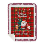 Personalized Gift Tartan Plaid Blanket Clan Heron With Funny Santa Snowman Reindeer Merry Christmas Gift Sherpa Blanket, blue plaid sherpa blanket,blue tartan sherpa blanket,Buchan,buffalo plaid sherpa blanket,christmas sherpa blanket,Christmas Throw Blanket
