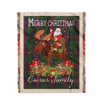 Personalized Gift Plaid Tartan Blanket Clan Cairns Hunting With Moose Lover Xmas Gift Santa Riding Christmas Fleece Blanket