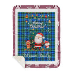 Personalized Gift Tartan Plaid Blanket Clan Falconer With Funny Santa Snowman Reindeer Merry Christmas Gift Sherpa Blanket, blue plaid sherpa blanket,blue tartan sherpa blanket,Buchan,buffalo plaid sherpa blanket,christmas sherpa blanket,Christmas Throw Blanket
