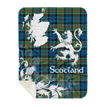 Sherpa Blanket - Tartan Blanket Thistle and Lion Scottish Clan Colquhoun Ancient Plaid Blanket, plaid sherpa blanket queen,purple sherpa blanket,queen sherpa blanket,queen size sherpa blanket,red sherpa blanket,scottish tartan blankets,sherpa blanket,sherpa christmas blanket