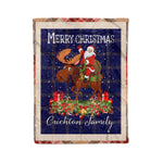Personalized Gift Plaid Tartan Blanket Clan Crichton With Moose Lover Xmas Gift Santa Riding Christmas Fleece Blanket