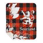 Sherpa Blanket - Tartan Blanket Thistle and Lion Scottish Clan Rob Roy MacGregor Ancient Plaid Blanket, plaid sherpa blanket queen,purple sherpa blanket,queen sherpa blanket,queen size sherpa blanket,red sherpa blanket,scottish tartan blankets,sherpa blanket,sherpa christmas blanket