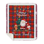 Personalized Gift Tartan Plaid Blanket Clan Fraser With Funny Santa Snowman Reindeer Merry Christmas Gift Sherpa Blanket, blue plaid sherpa blanket,blue tartan sherpa blanket,Buchan,buffalo plaid sherpa blanket,christmas sherpa blanket,Christmas Throw Blanket