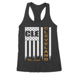The Land Cleveland With CLE American Flag Women's Tank Top - Scotstee Shop