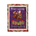Personalized Gift Plaid Tartan Blanket Clan Montgomery Modern With Moose Lover Xmas Gift Santa Riding Christmas Fleece Blanket