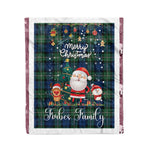 Personalized Gift Tartan Plaid Blanket Clan Forbes Ancient With Funny Santa Snowman Reindeer Merry Christmas Fleece Blanket, Christmas Blanket, Plaid Blanket, Tartan Blanket,Scottish Blanket