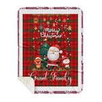 Personalized Gift Tartan Plaid Blanket Clan Grant With Funny Santa Snowman Reindeer Merry Christmas Gift Sherpa Blanket, blue plaid sherpa blanket,blue tartan sherpa blanket,Buchan,buffalo plaid sherpa blanket,christmas sherpa blanket,Christmas Throw Blanket