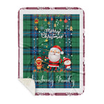 Personalized Gift Tartan Plaid Blanket Clan Armstrong Ancient With Funny Santa Snowman Reindeer Merry Christmas Gift Sherpa Blanket, blue plaid sherpa blanket,blue tartan sherpa blanket,Buchan,buffalo plaid sherpa blanket,christmas sherpa blanket,Christmas Throw Blanket