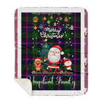 Personalized Gift Tartan Plaid Blanket Clan Urquhart With Funny Santa Snowman Reindeer Merry Christmas Gift Sherpa Blanket, blue plaid sherpa blanket,blue tartan sherpa blanket,Buchan,buffalo plaid sherpa blanket,christmas sherpa blanket,Christmas Throw Blanket