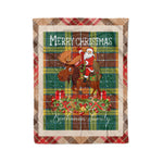 Personalized Gift Plaid Tartan Blanket Clan Buchanan Old Set With Moose Lover Xmas Gift Santa Riding Christmas Fleece Blanket