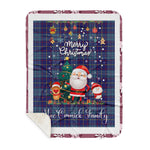 Personalized Gift Tartan Plaid Blanket Clan MacCormick With Funny Santa Snowman Reindeer Merry Christmas Gift Sherpa Blanket, blue plaid sherpa blanket,blue tartan sherpa blanket,Buchan,buffalo plaid sherpa blanket,christmas sherpa blanket,Christmas Throw Blanket