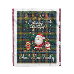 Personalized Gift Tartan Plaid Blanket Clan MacLellan With Funny Santa Snowman Reindeer Merry Christmas Fleece Blanket, Home Living Room, Plaid Blanket, Tartan Blanket, Scottish Blanket, Buffalo fleece blanket, Christmas Blanket