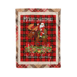 Personalized Gift Plaid Tartan Blanket Clan Wallace With Moose Lover Xmas Gift Santa Riding Christmas Fleece Blanket