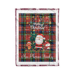 Scotstee Shop - Personalized Gift Tartan Plaid Blanket Clan MacPherson Ancient With Funny Santa Snowman Reindeer Merry Christmas Fleece Blanket