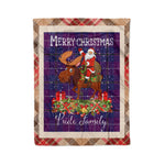 Personalized Gift Plaid Tartan Blanket Clan Pride Of Glencoe With Moose Lover Xmas Gift Santa Riding Christmas Fleece Blanket
