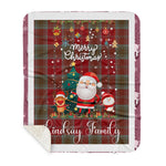 Personalized Gift Tartan Plaid Blanket Clan Lindsay With Funny Santa Snowman Reindeer Merry Christmas Gift Sherpa Blanket, blue plaid sherpa blanket,blue tartan sherpa blanket,Buchan,buffalo plaid sherpa blanket,christmas sherpa blanket,Christmas Throw Blanket