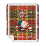 Personalized Gift Tartan Plaid Blanket Clan Buchanan Old Set Weathered With Funny Santa Snowman Reindeer Merry Christmas Gift Sherpa Blanket, blue plaid sherpa blanket,blue tartan sherpa blanket,Buchan,buffalo plaid sherpa blanket,christmas sherpa blanket,Christmas Throw Blanket