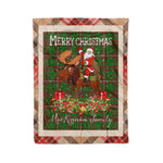 Personalized Gift Plaid Tartan Blanket Clan MacKinnon Hunting Modern With Moose Lover Xmas Gift Santa Riding Christmas Fleece Blanket