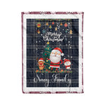 Personalized Gift Tartan Plaid Blanket Clan Navy Formal Dress With Funny Santa Snowman Reindeer Merry Christmas Fleece Blanket, Home Living Room, Plaid Blanket, Tartan Blanket, Scottish Blanket, Buffalo fleece blanket, Christmas Blanket