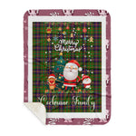 Personalized Gift Tartan Plaid Blanket Clan Cochrane Hunting With Funny Santa Snowman Reindeer Merry Christmas Gift Sherpa Blanket, blue plaid sherpa blanket,blue tartan sherpa blanket,Buchan,buffalo plaid sherpa blanket,christmas sherpa blanket,Christmas Throw Blanket