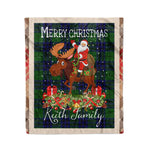 Personalized Gift Plaid Tartan Blanket Clan Keith Modern With Moose Lover Xmas Gift Santa Riding Christmas Fleece Blanket