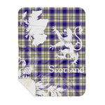 Scotstee Shop - Tartan Blanket Thistle and Lion Scottish Clan Livingstone Dress Plaid Blanket - Sherpa Blanket