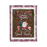 Personalized Gift Tartan Plaid Blanket Clan Grant of Monymusk With Funny Santa Snowman Reindeer Merry Christmas Fleece Blanket, Christmas Blanket, Plaid Blanket, Tartan Blanket,Scottish Blanket