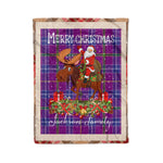 Personalized Gift Plaid Tartan Blanket Clan Jackson With Moose Lover Xmas Gift Santa Riding Christmas Fleece Blanket