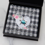 Sea Turtle Necklace Gift for My Beautiful Girlfriend Valentines Necklace Clan MacRae Dress Modern Tartan Blue Turtle Necklace