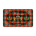 Doormat - Welcome Mat Scottish Clan Douglas of Roxburgh Tartan Door Mat, Plaid Doormat With Thistle and Two Lion Scottish