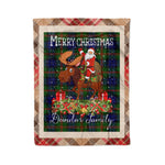 Personalized Gift Plaid Tartan Blanket Clan Dundas With Moose Lover Xmas Gift Santa Riding Christmas Fleece Blanket