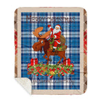 Personalized Gift Plaid Tartan Blanket Clan Muirhead Blue With Moose Lover Xmas Gift Santa Riding Plaid Christmas Sherpa Blanket